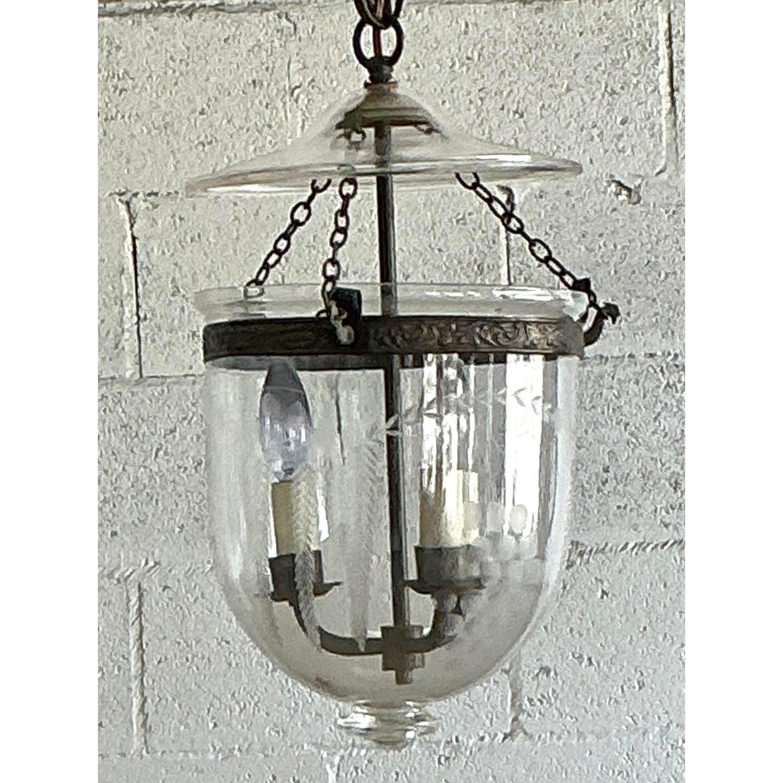 Bronze Vintage Regency Etched Bell Jar Lantern
