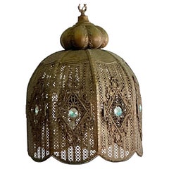 Vintage Boho Moroccan Brass Filagree Dome Lantern