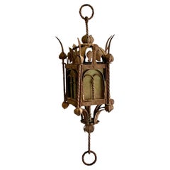 Vintage Boho Patinated Mizner Style Lantern