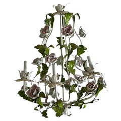 Vintage Regency Tole Roses Chandelier