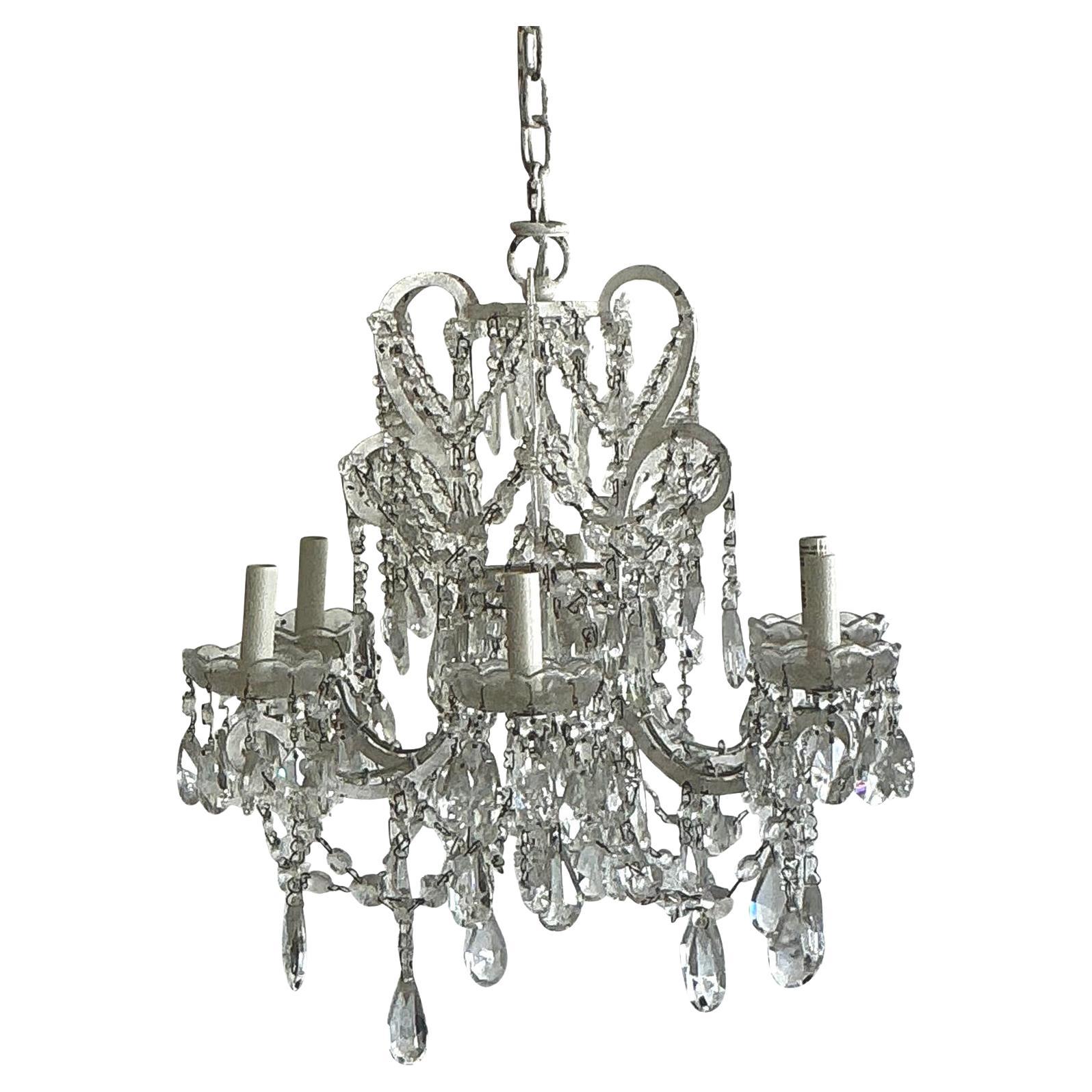 Vintage Regency Restoration Hardware Crystal Drop Chandelier For Sale