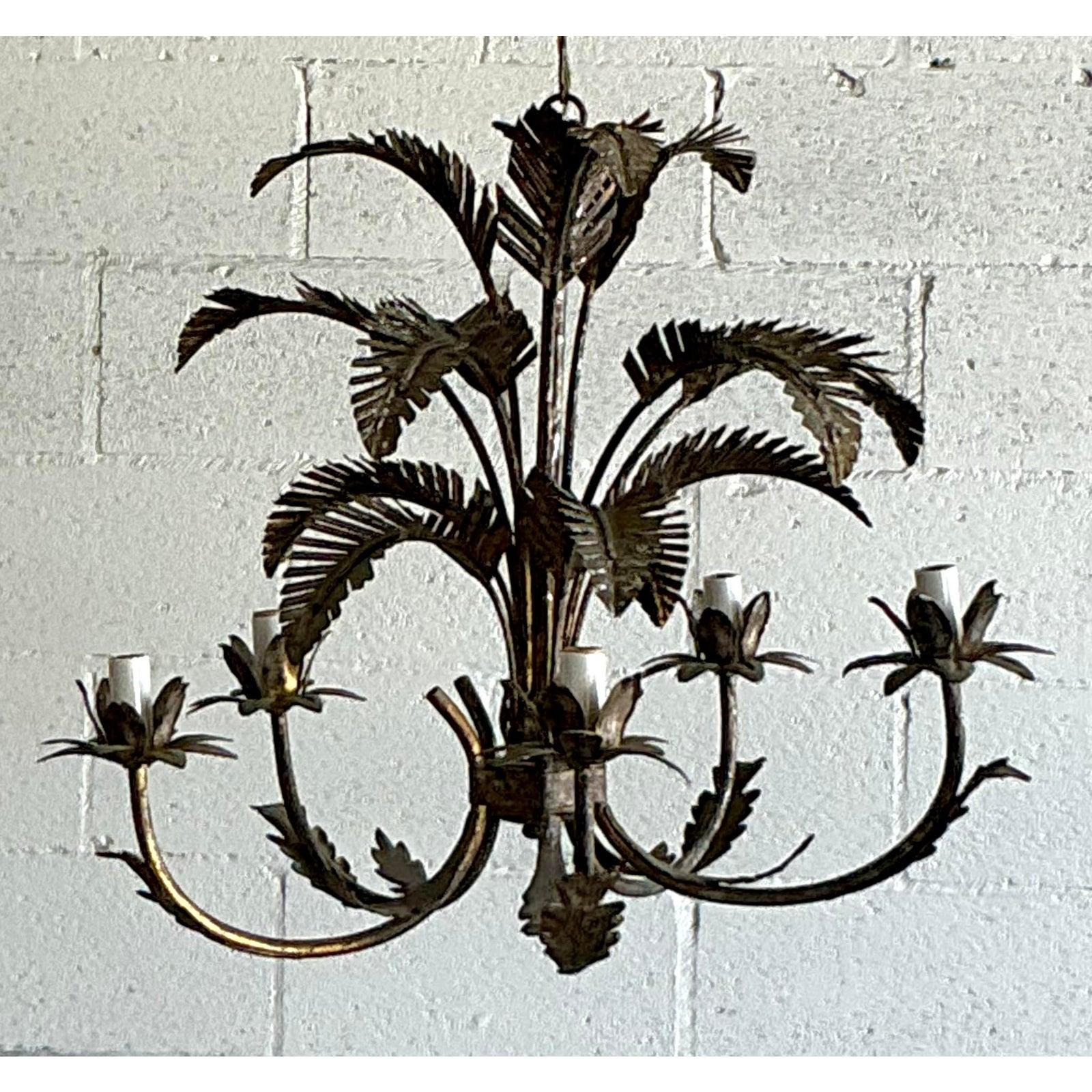 Lampadario vintage Regency con palme tagliate a punzone in vendita 3