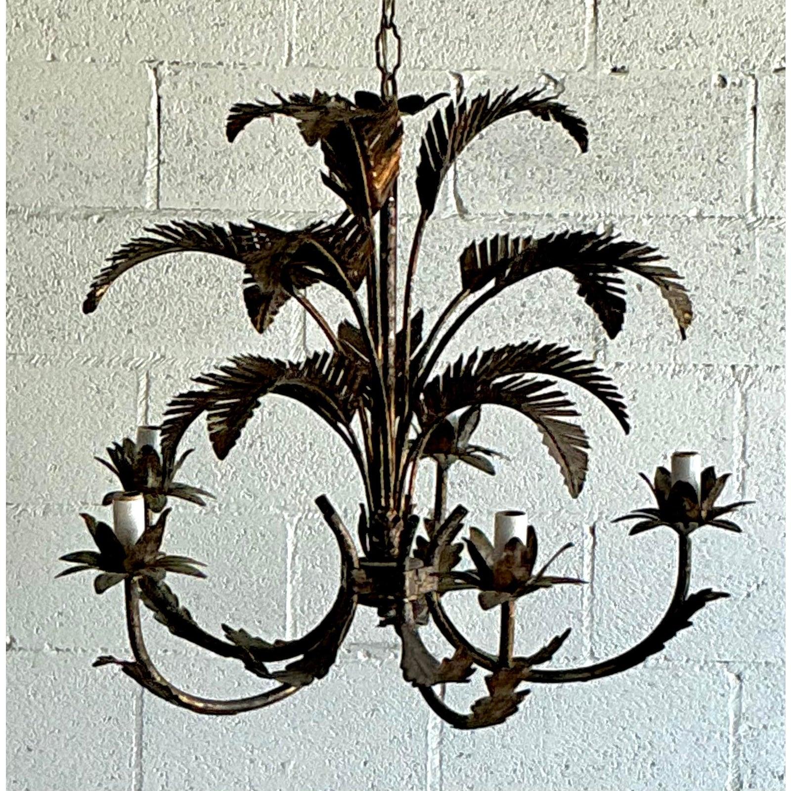 Lampadario vintage Regency con palme tagliate a punzone in vendita 2