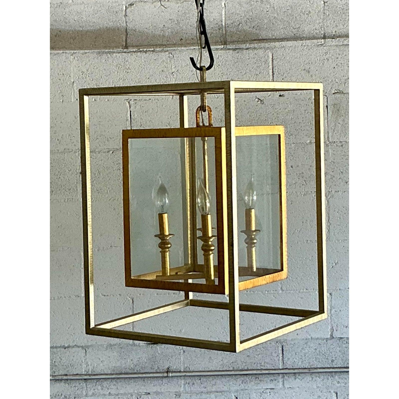 Hollywood Regency Vintage Contemporary Double Frame Lantern For Sale
