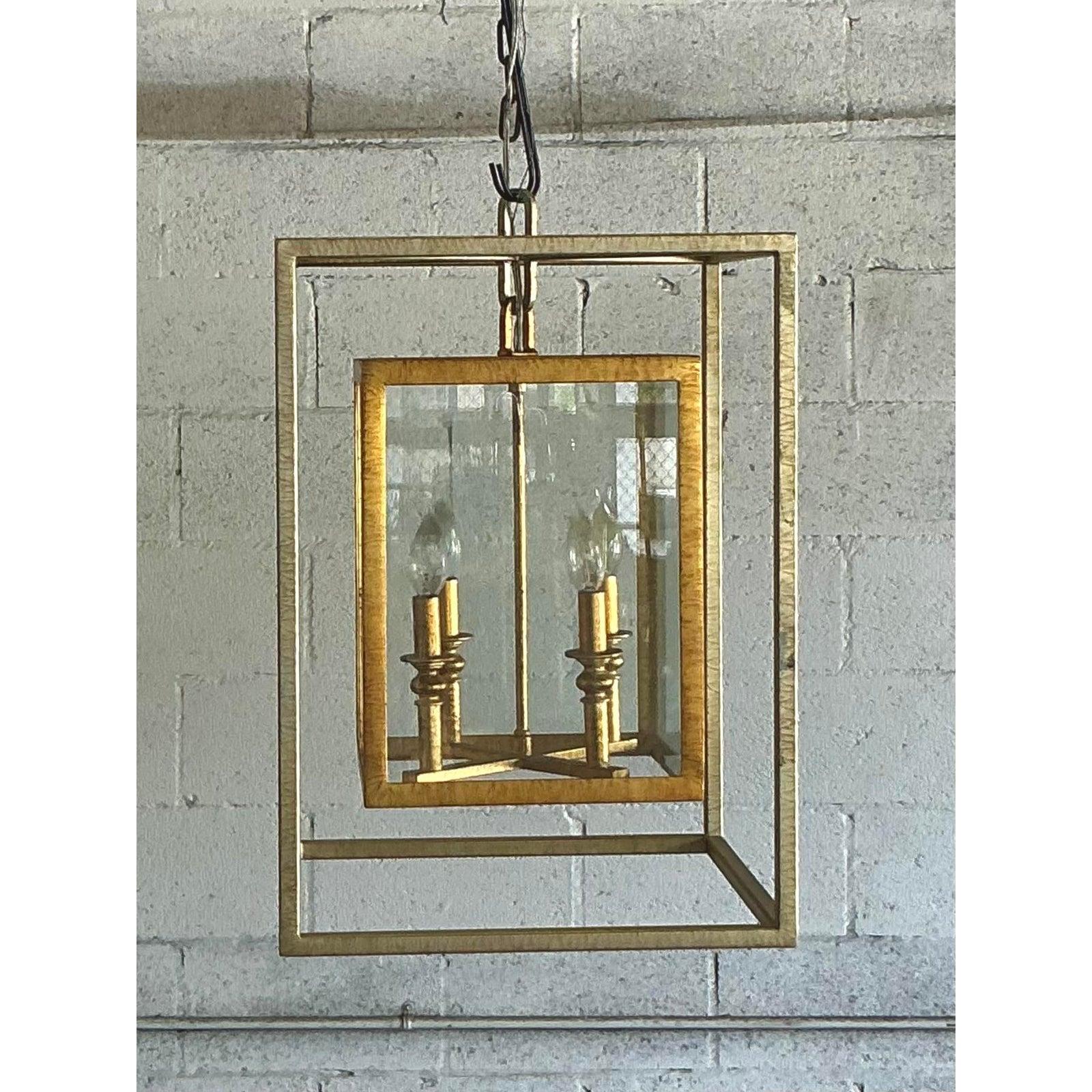 Vintage Contemporary Double Frame Lantern In Good Condition For Sale In West Palm Beach, FL