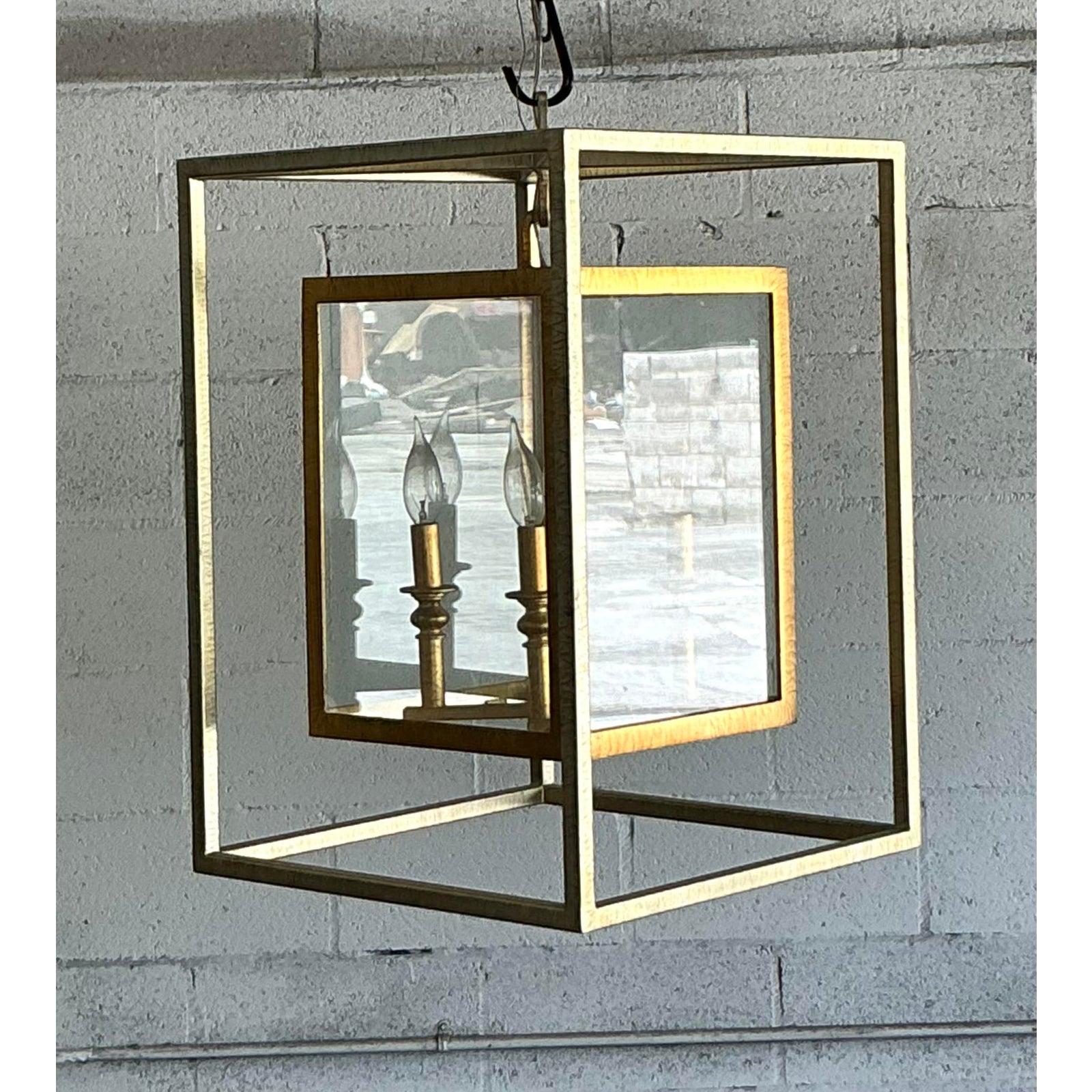 American Vintage Contemporary Double Frame Lantern For Sale