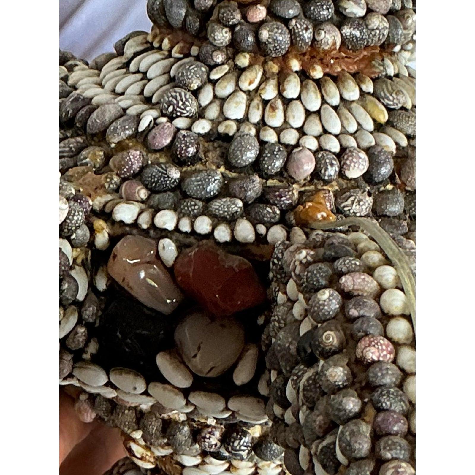 Vintage Boho Shell Encrusted Chandelier For Sale 3