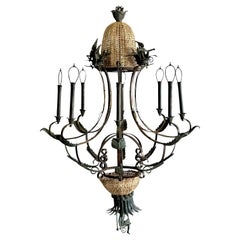 Lampadario costiero d'epoca con scimmia patinata di Maitland Smith