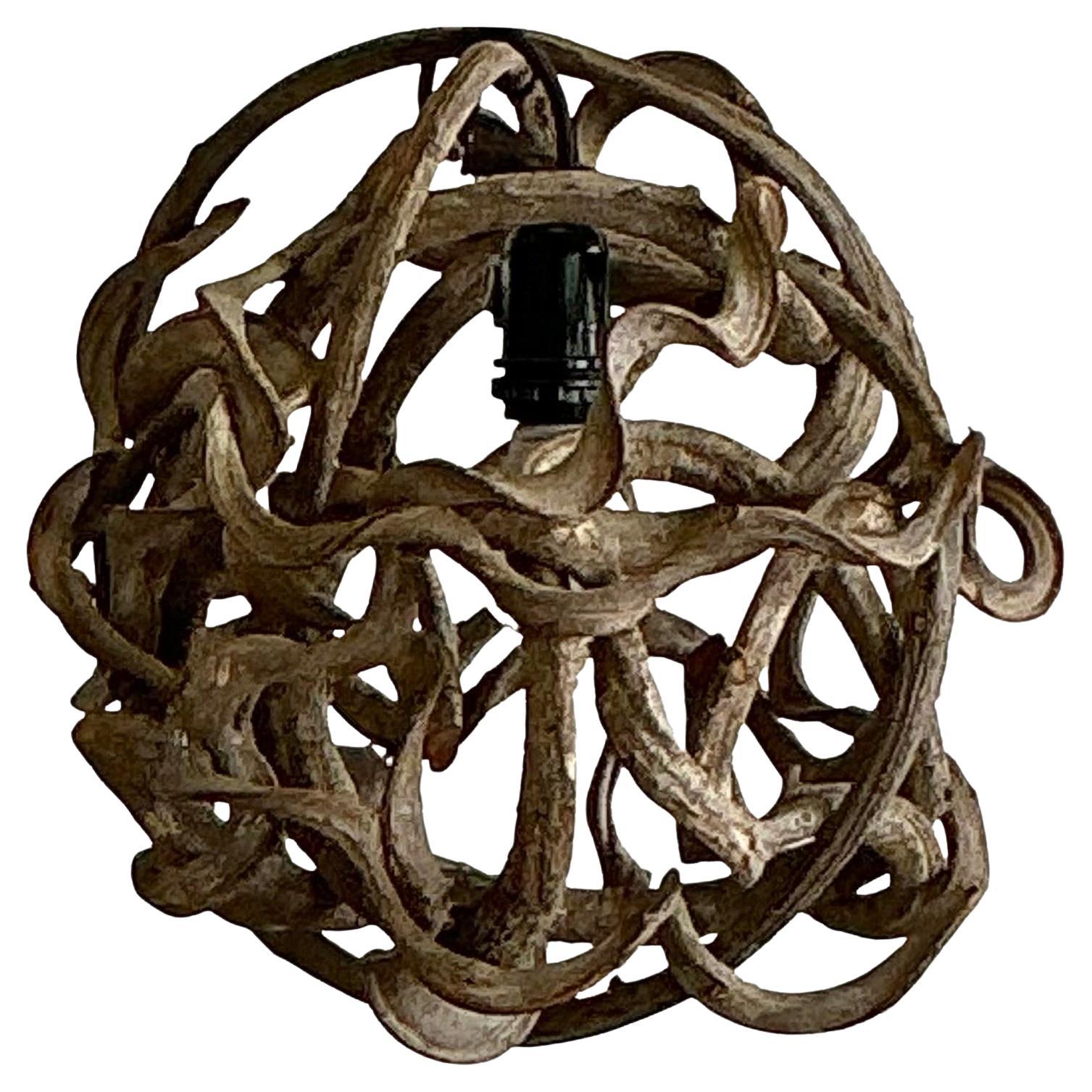 Vintage Boho Small Root Ball Lamp For Sale