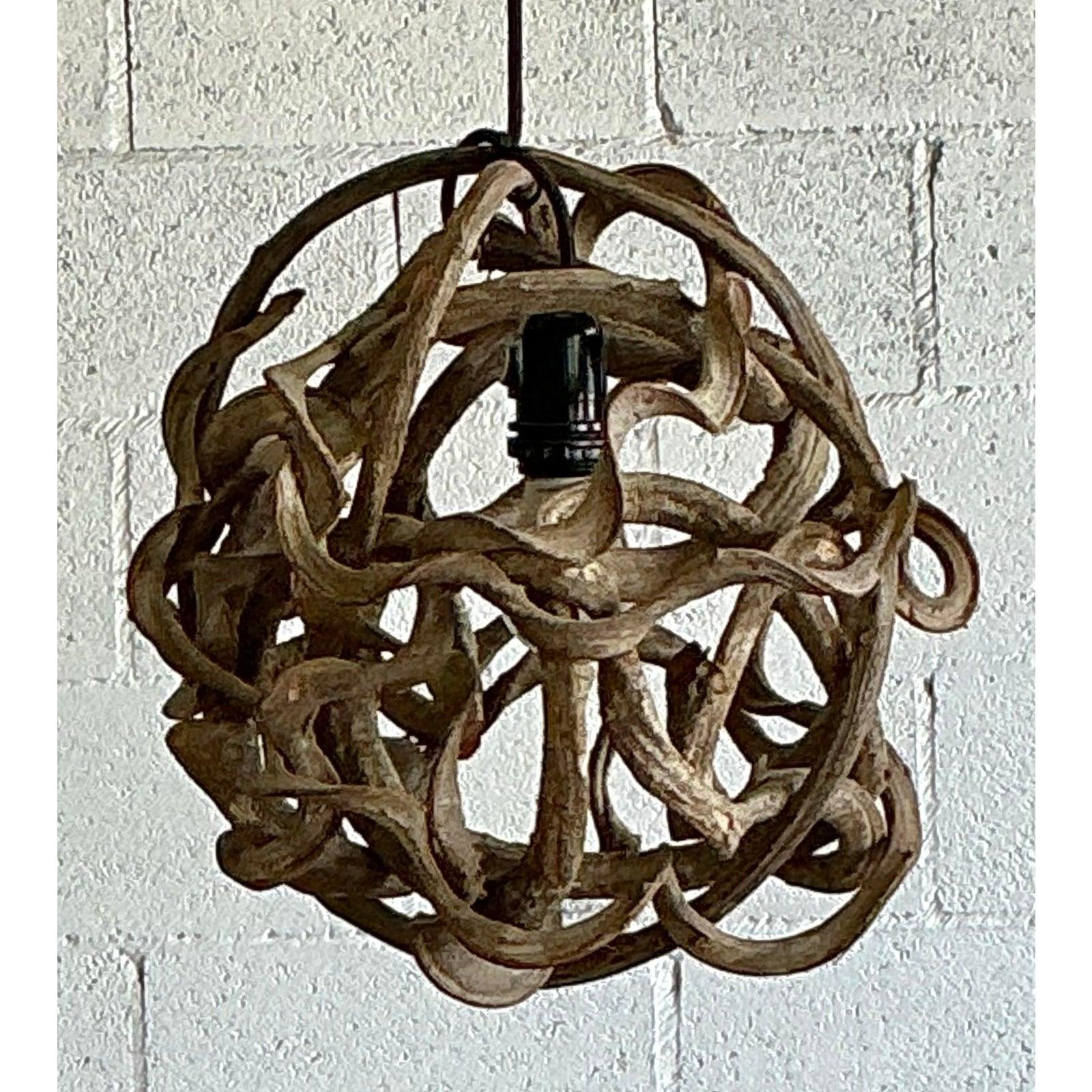 Organic Modern Vintage Boho Small Root Ball Lamp For Sale