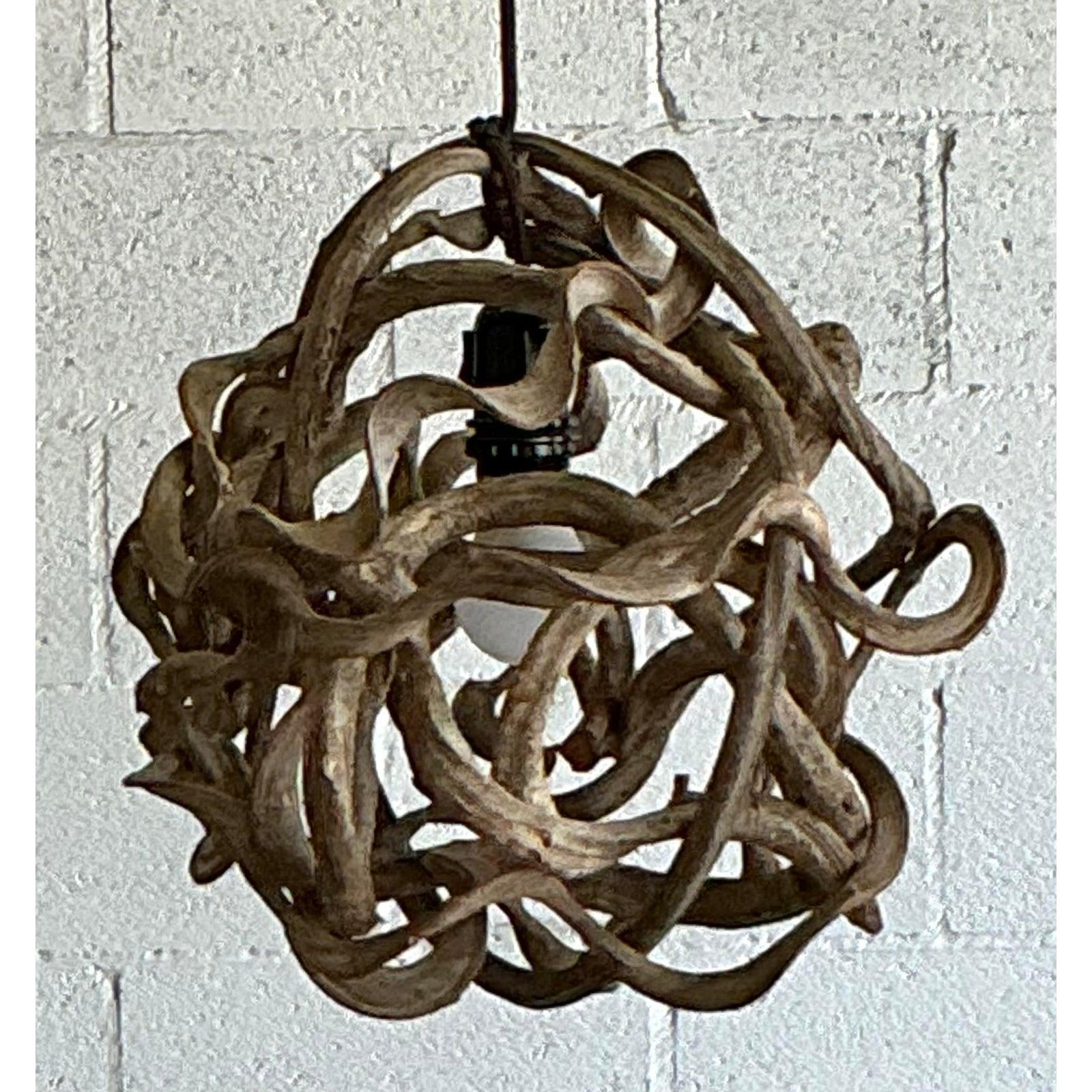 Metal Vintage Boho Small Root Ball Lamp For Sale