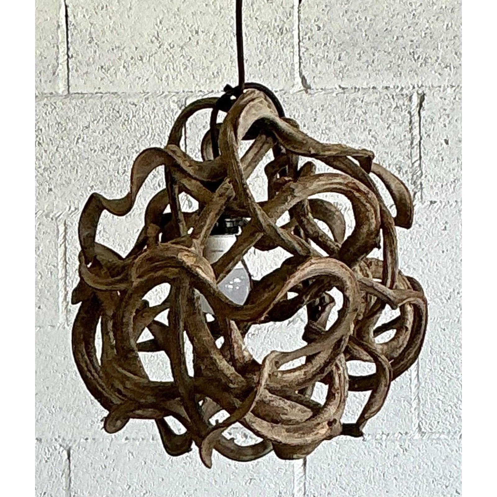 American Vintage Boho Small Root Ball Lamp For Sale
