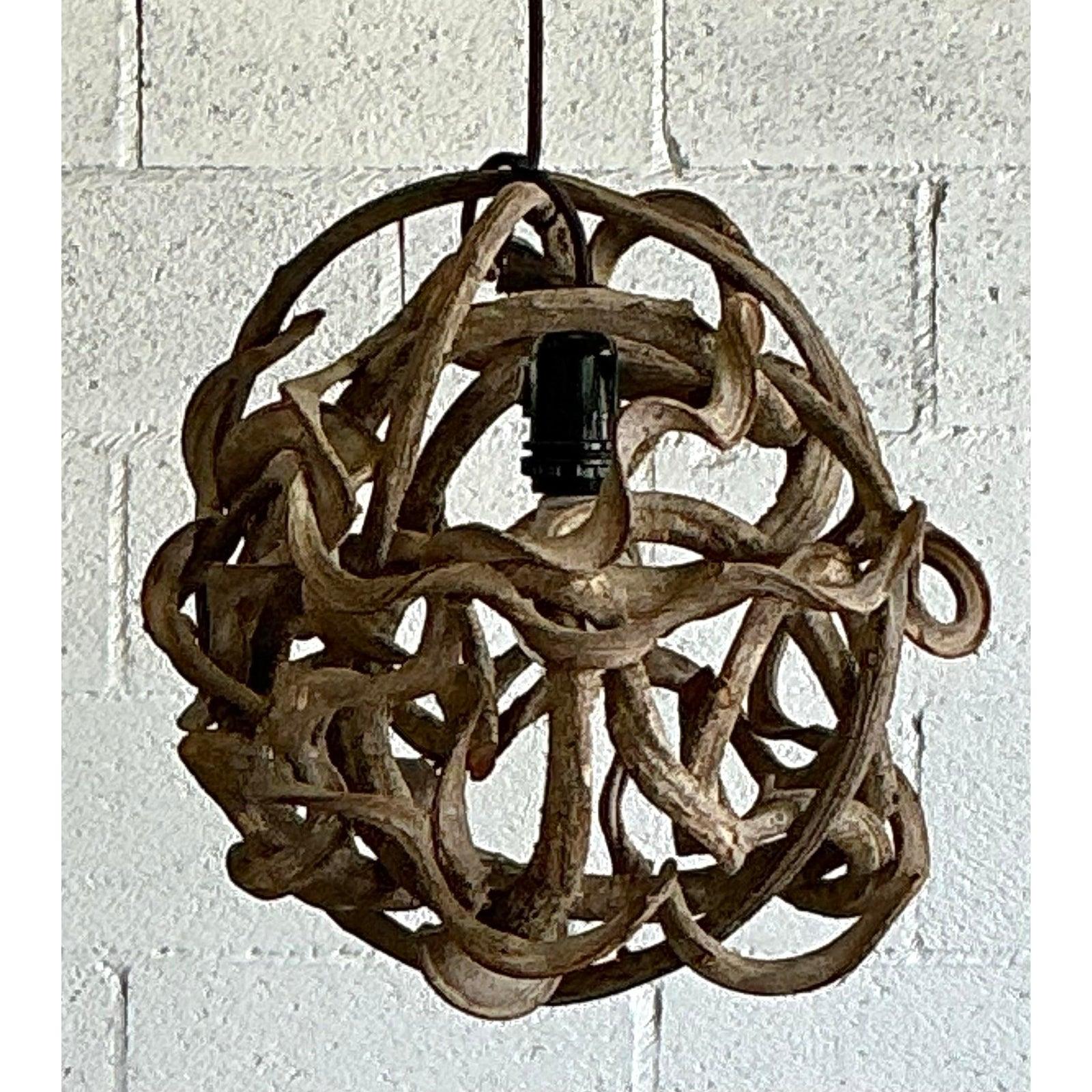 20th Century Vintage Boho Small Root Ball Lamp For Sale