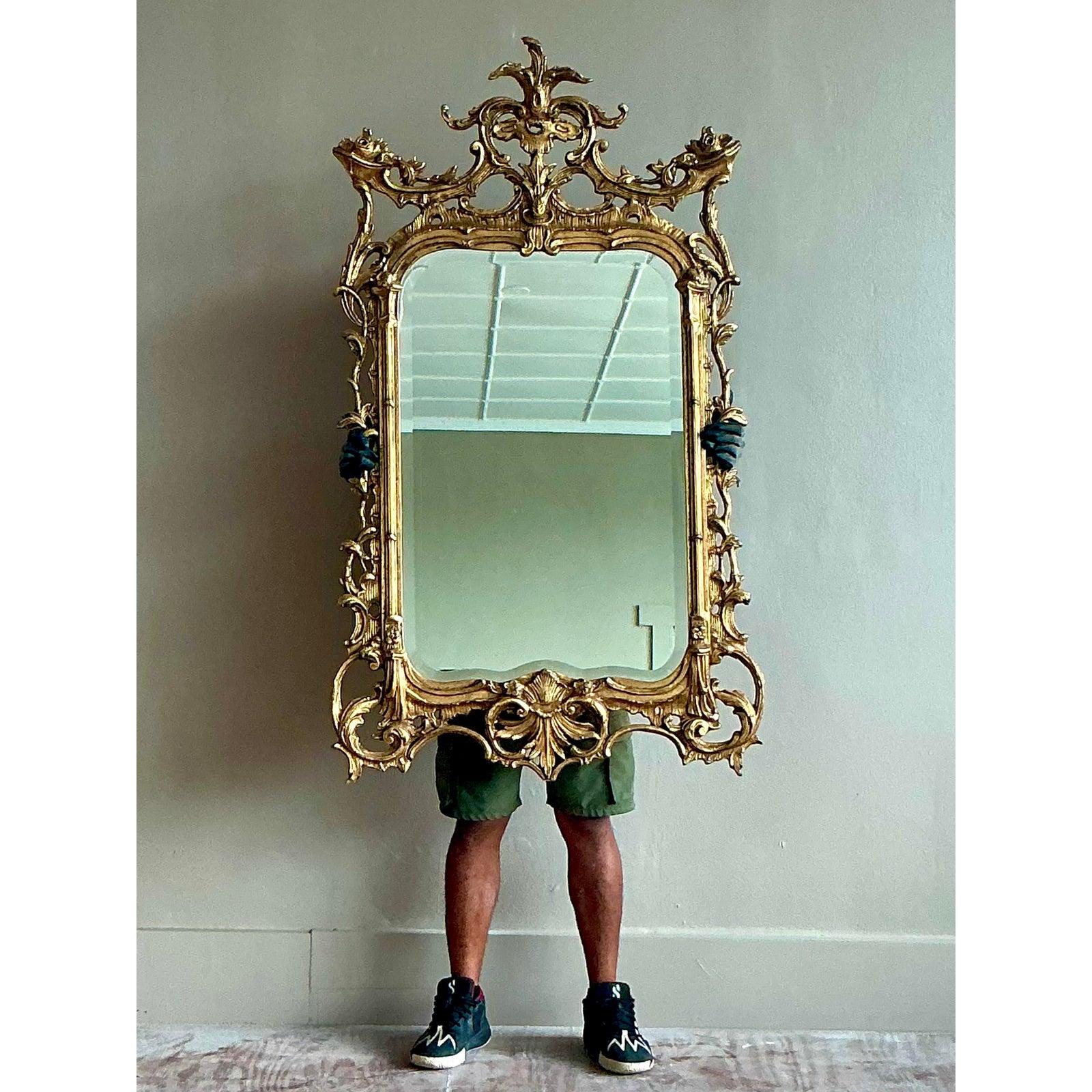 italien Miroir doré Vintage Regency en vente