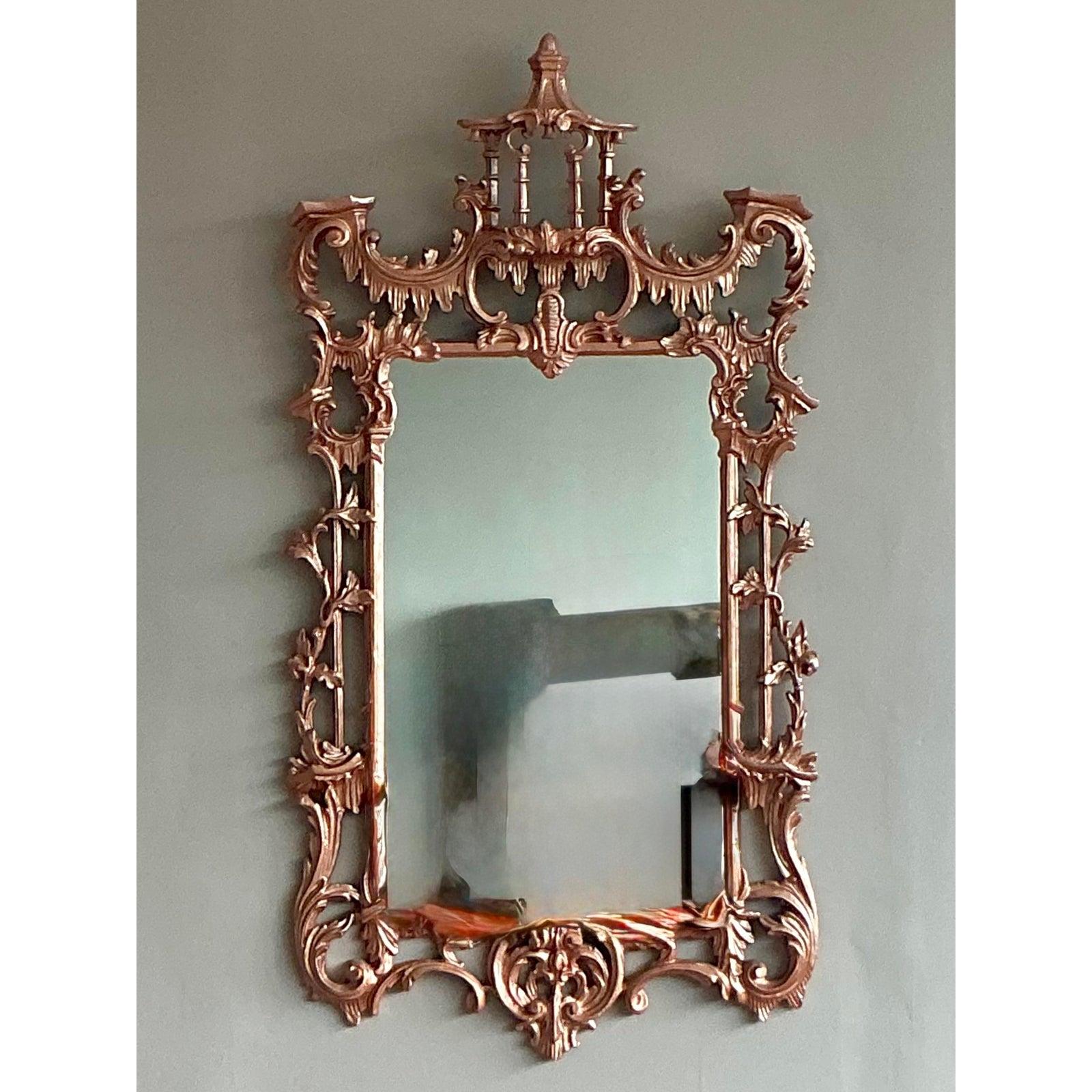 Vintage Regency Kupfer Finish Pagode Spiegel (amerikanisch) im Angebot
