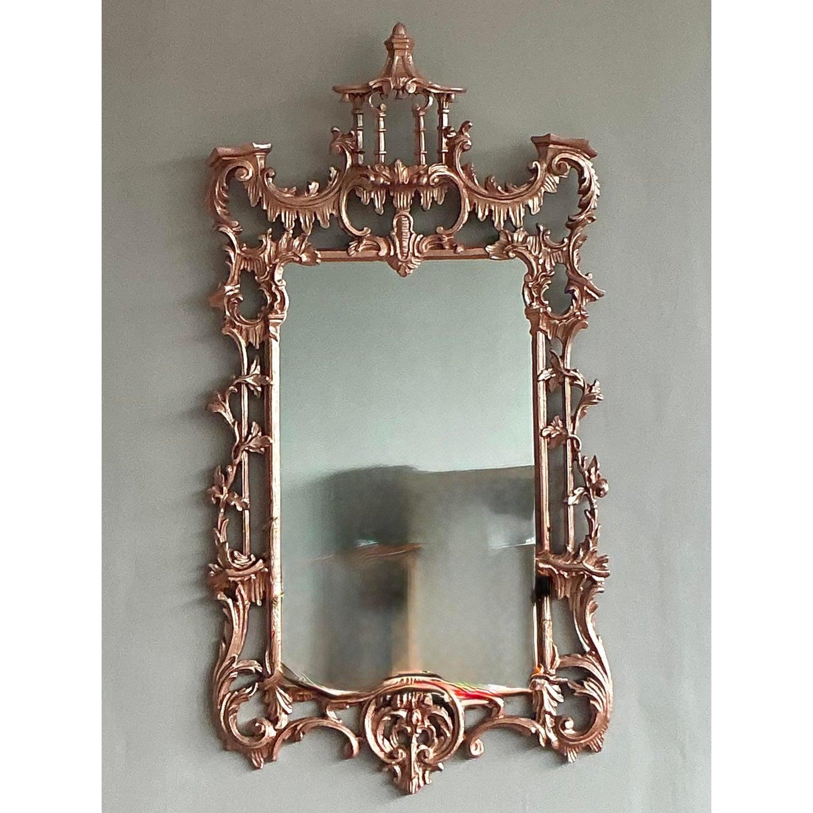 Vintage Regency Kupfer Finish Pagode Spiegel im Zustand „Gut“ im Angebot in West Palm Beach, FL
