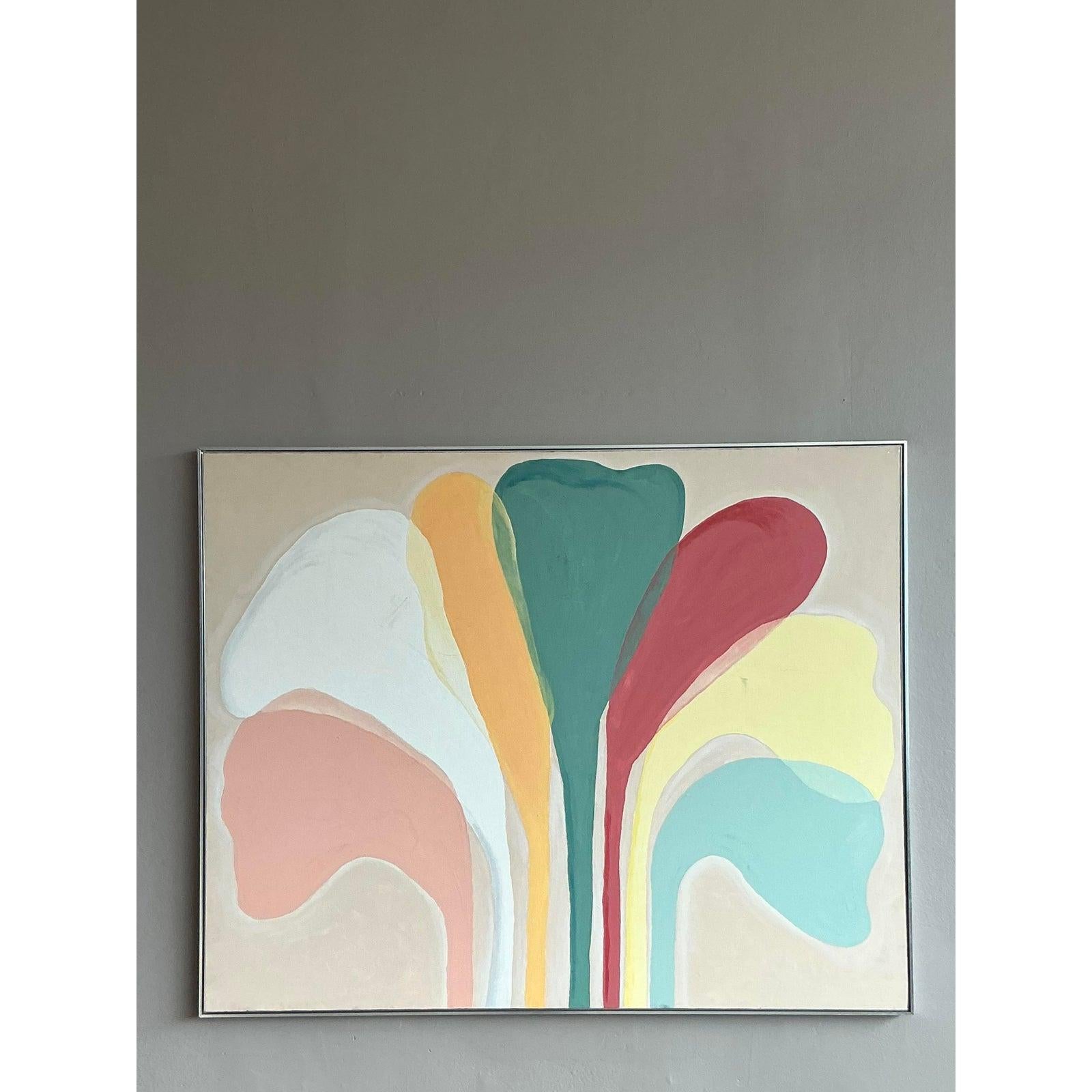 Vintage Boho Monumental Original Ölgemälde auf Leinwand (Moderne der Mitte des Jahrhunderts) im Angebot