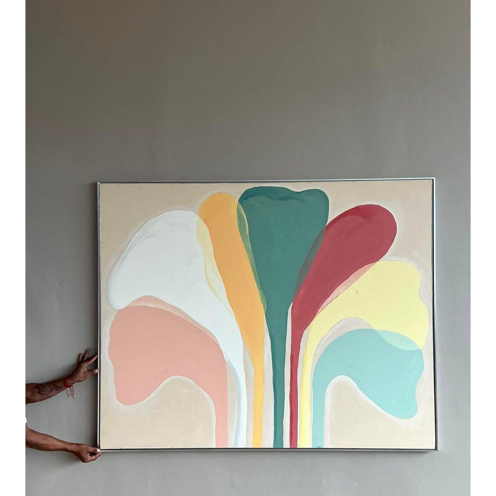 Vintage Boho Monumental Original Ölgemälde auf Leinwand (amerikanisch) im Angebot