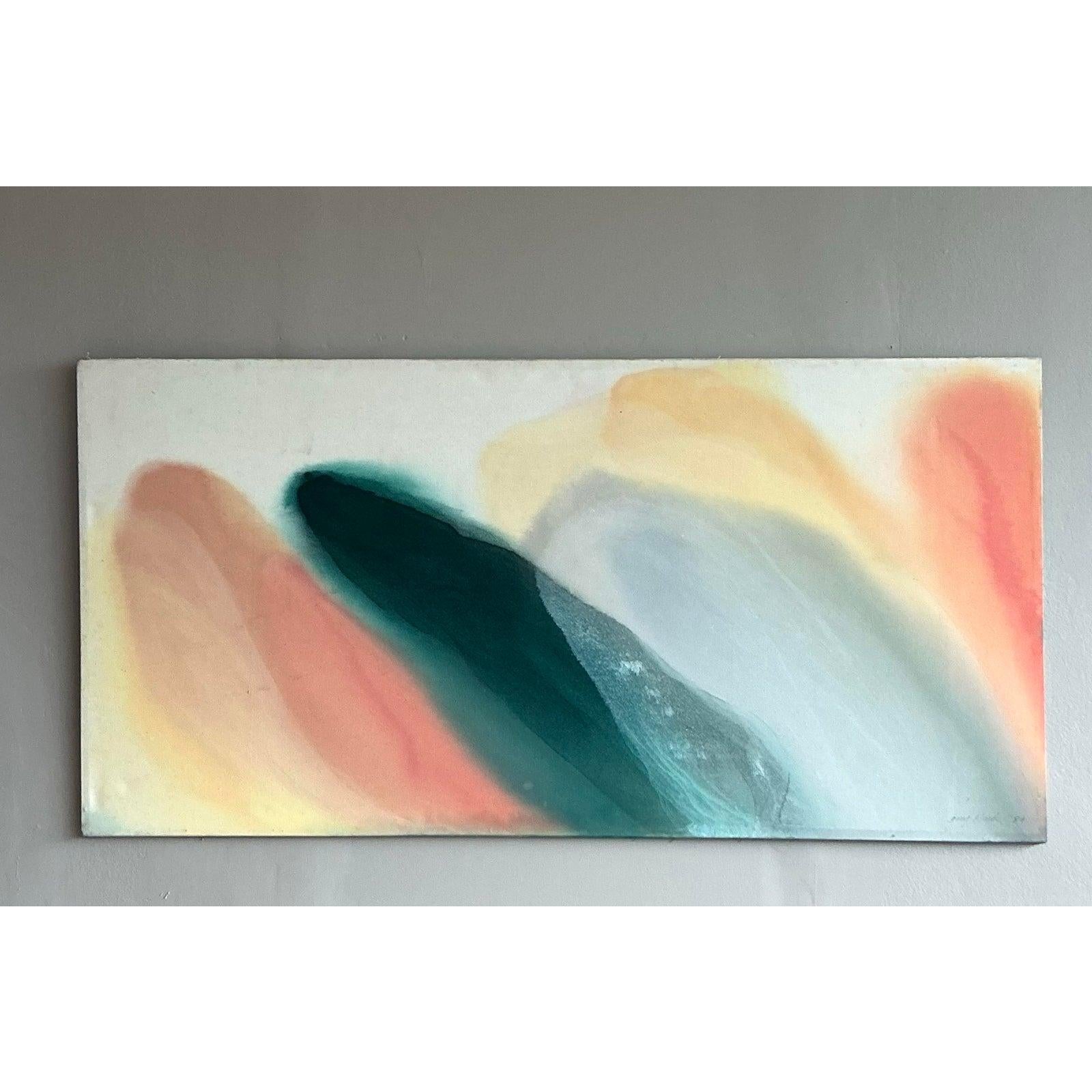 Vintage Boho Monumental Abstraktes Ölgemälde auf Leinwand (Moderne der Mitte des Jahrhunderts) im Angebot