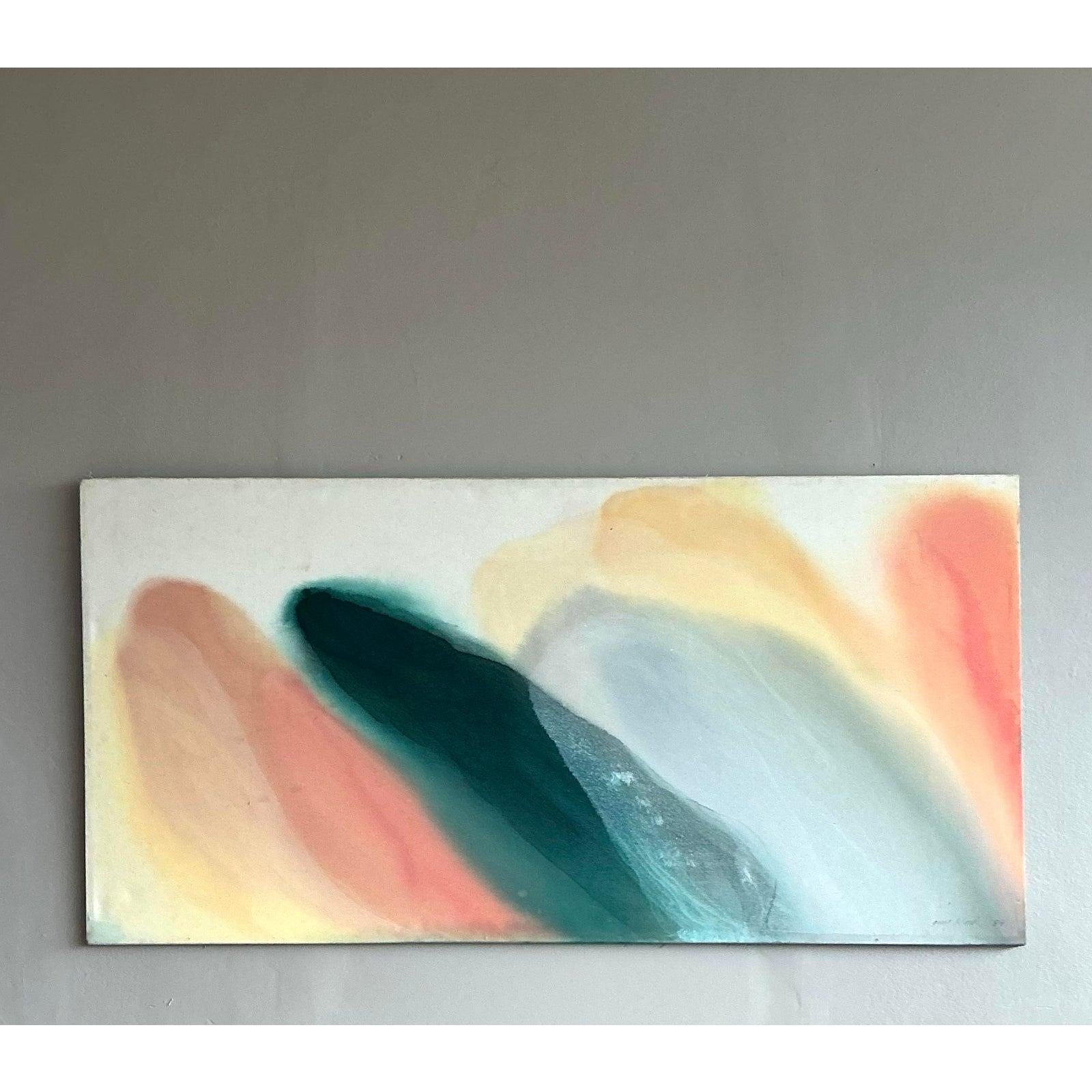 Vintage Boho Monumental Abstraktes Ölgemälde auf Leinwand (amerikanisch) im Angebot
