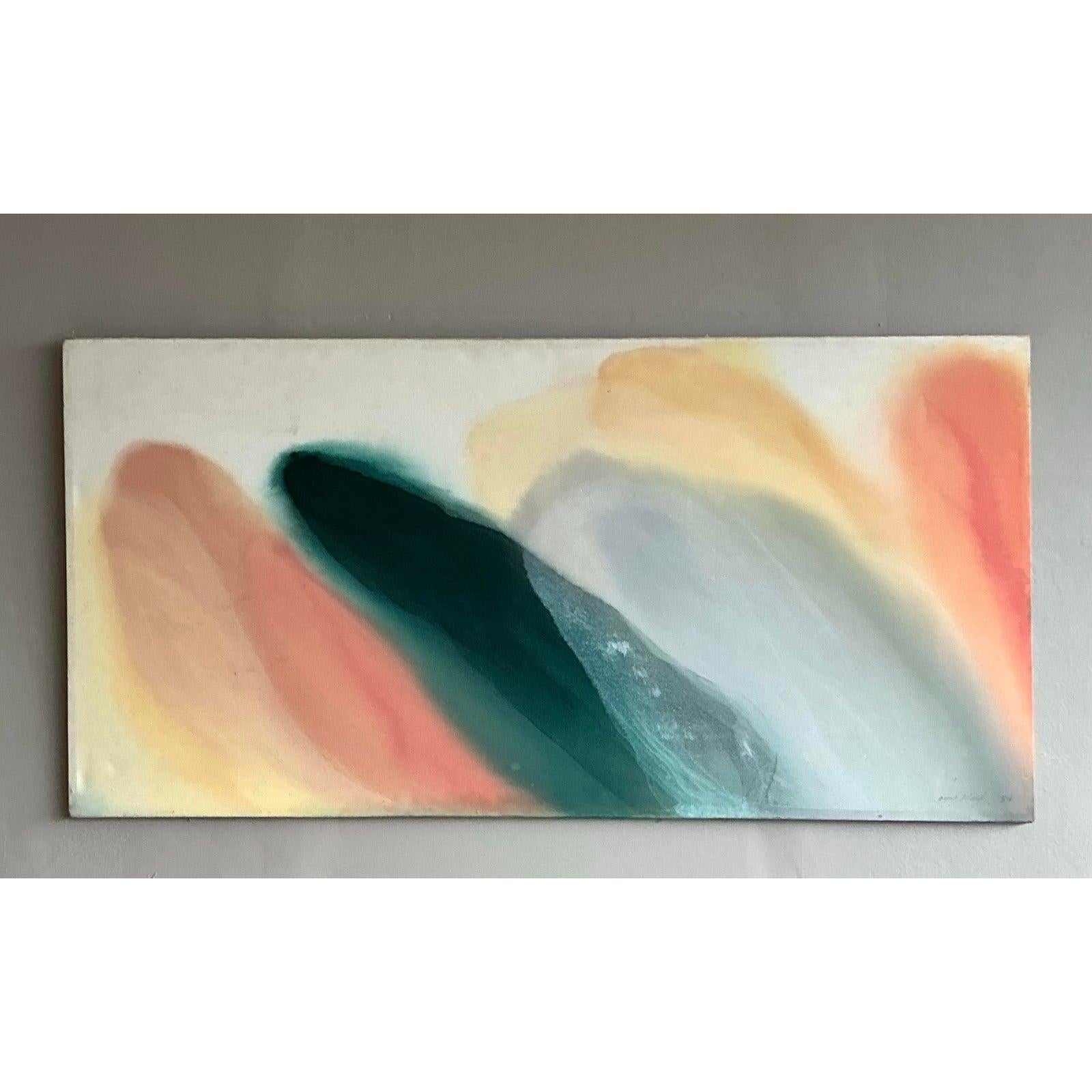 Vintage Boho Monumental Abstraktes Ölgemälde auf Leinwand im Angebot 1