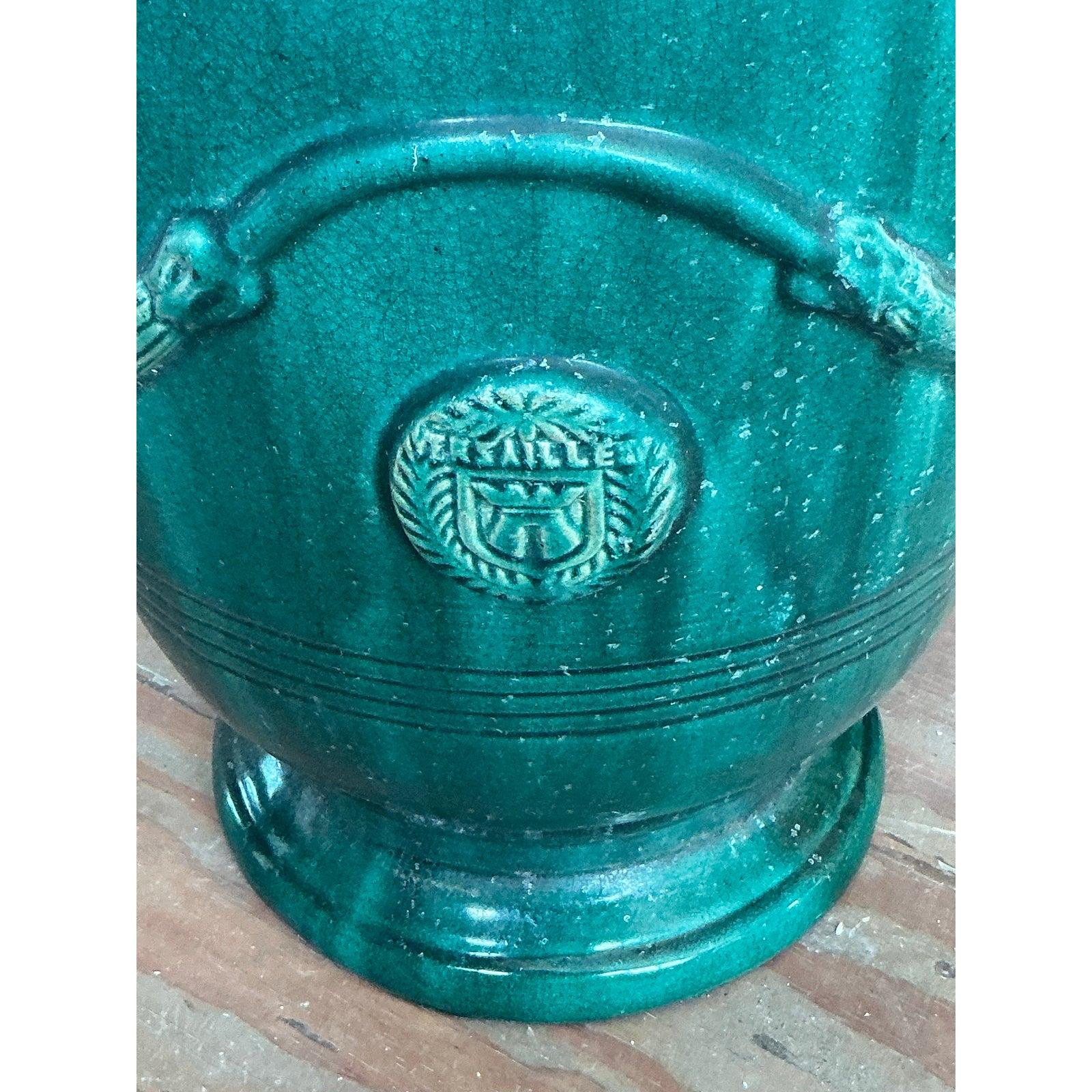 Paire de jardinières Vintage Boho Anduze Versailles en céramique émaillée Bon état - En vente à West Palm Beach, FL