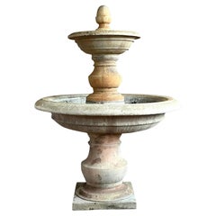 Vintage Boho Cast Stone Two Tier Fountain
