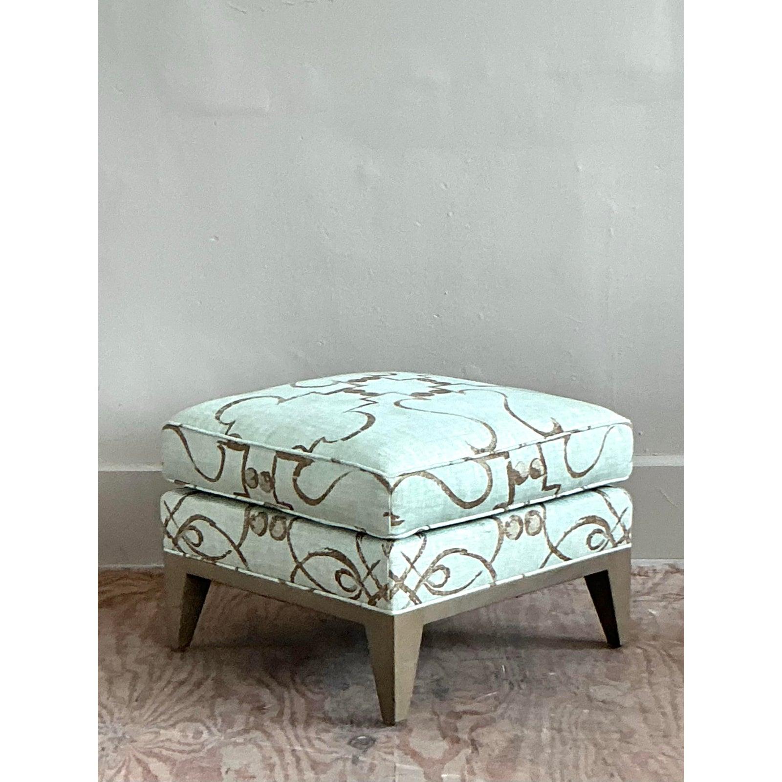 Fabric Vintage Boho Donghia Ottoman For Sale