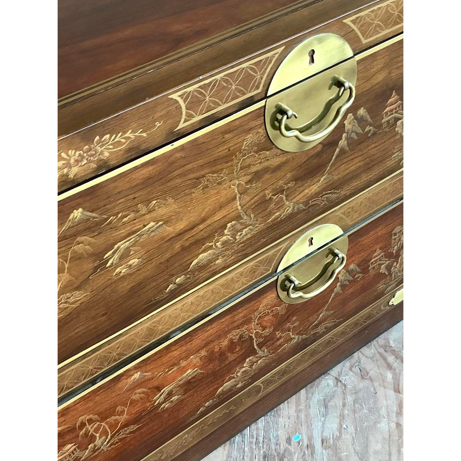 20th Century Vintage Asian Drexel Chinoiserie Chest of Drawers For Sale