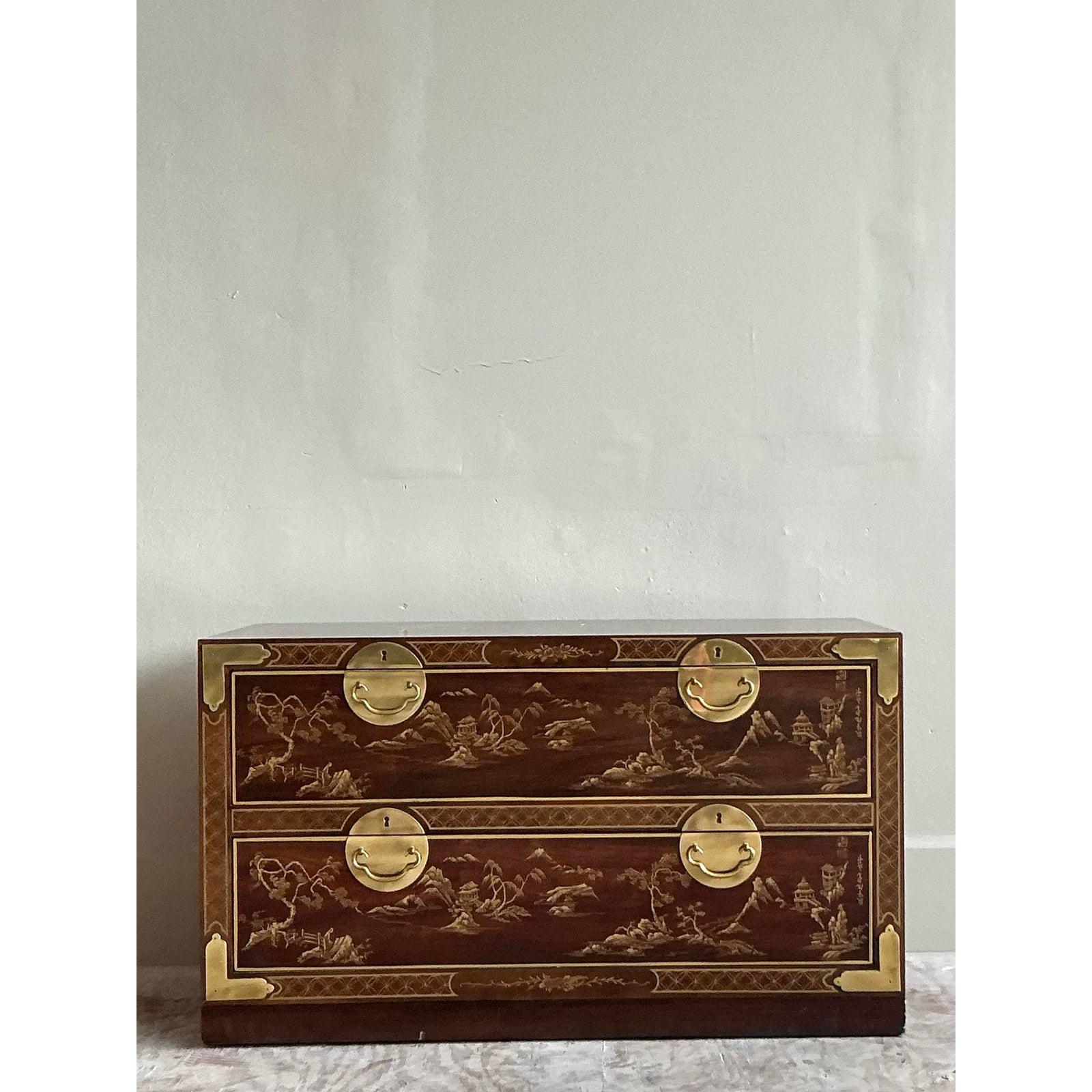 Vintage Asian Drexel Chinoiserie Chest of Drawers For Sale 3