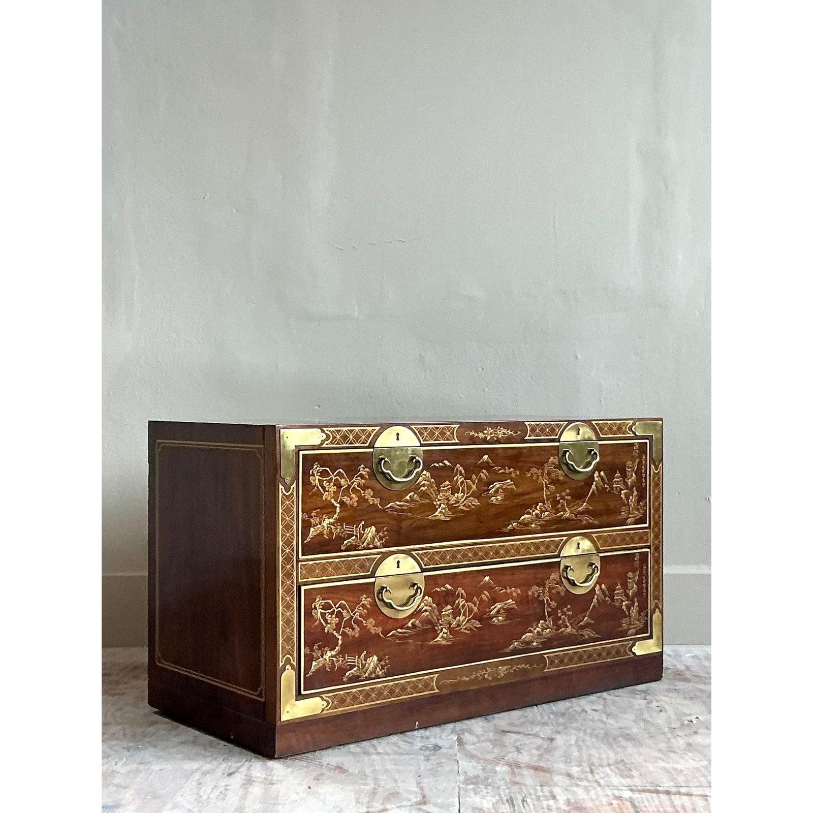 Vintage Asian Drexel Chinoiserie Chest of Drawers For Sale 4