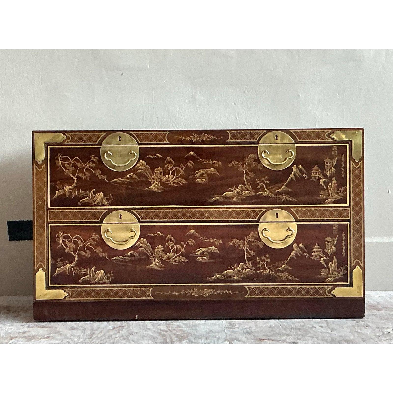 Vintage Asian Drexel Chinoiserie Chest of Drawers For Sale 2