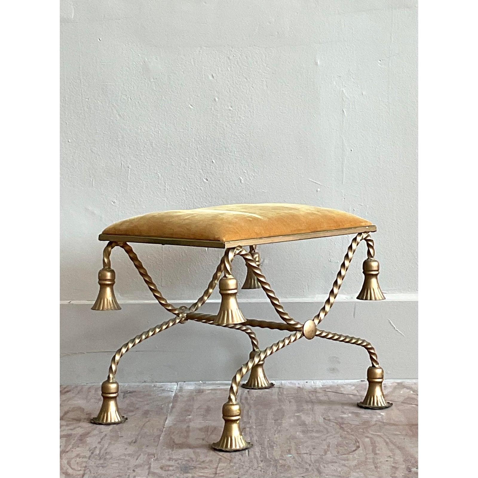 Banco de borlas retorcidas Vintage Regency Italiano en venta