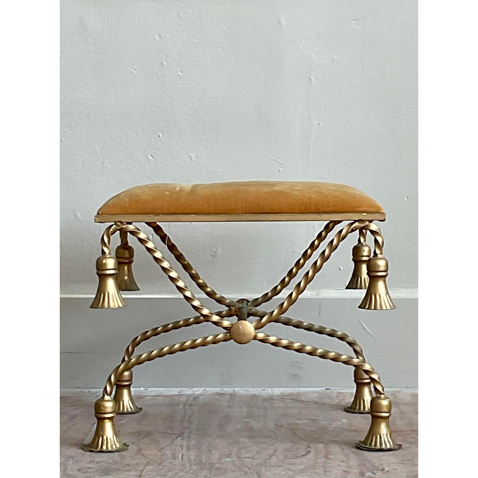 Banco de borlas retorcidas Vintage Regency siglo XX en venta