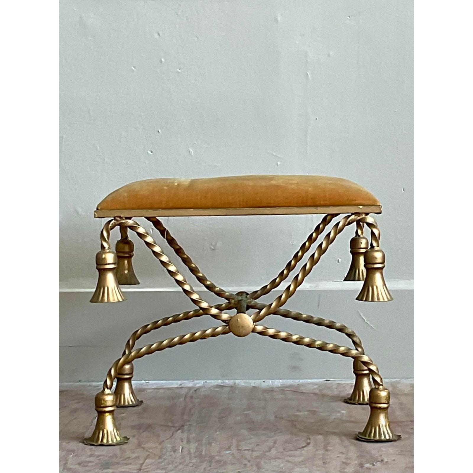 Banco de borlas retorcidas Vintage Regency en Bueno estado para la venta en West Palm Beach, FL