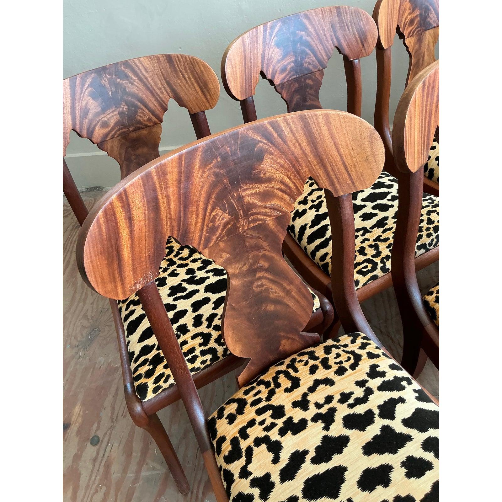Hollywood Regency Vintage Regency Flame Mahogany Empire Dining Chairs - Set of 8 For Sale