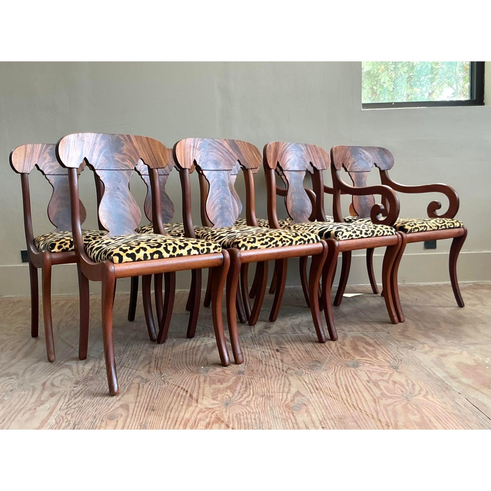 Vintage Regency Flame Mahogany Empire Dining Chairs - Set of 8 For Sale 3