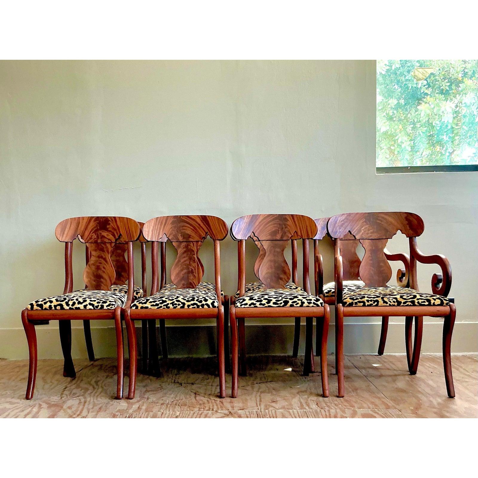 Vintage Regency Flame Mahogany Empire Dining Chairs - Set of 8 For Sale 2