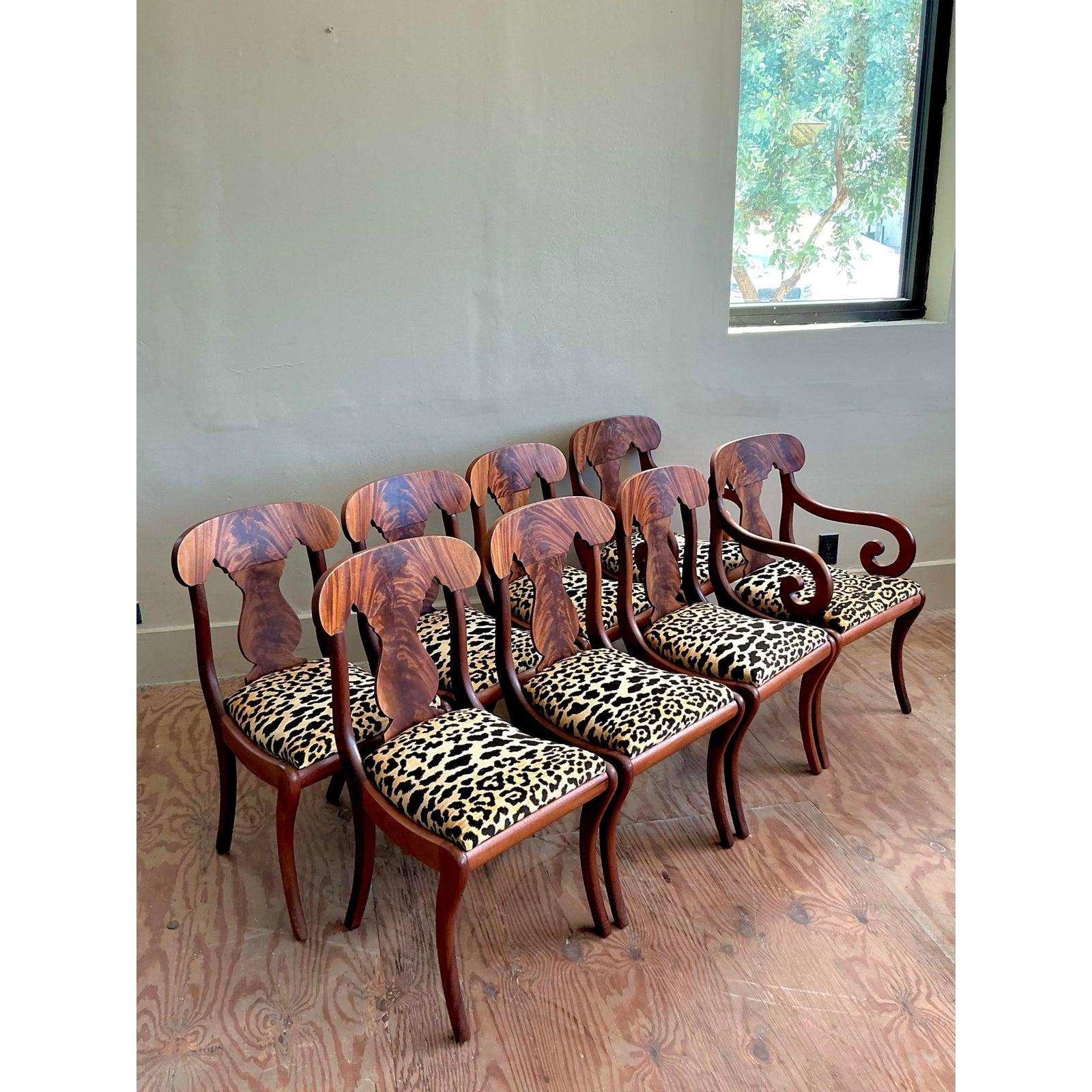 Vintage Regency Flame Mahogany Empire Dining Chairs - Set of 8 For Sale 4