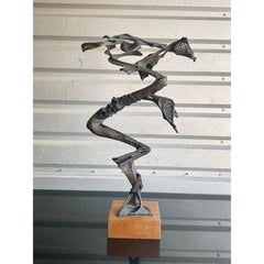 Sculpture abstraite en bronze de style brutaliste du milieu du siècle, signée Robert Cool