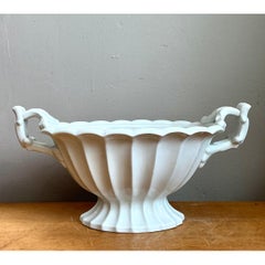 Ironstone Fluted Ceramic Footed Orchid Bowl