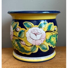 Hand Italian Painted Floral Ceramic Planter