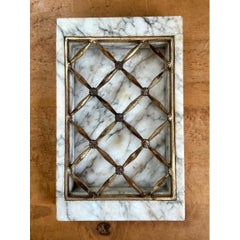 Vintage Marble and Brass Decorative Dresser Tray