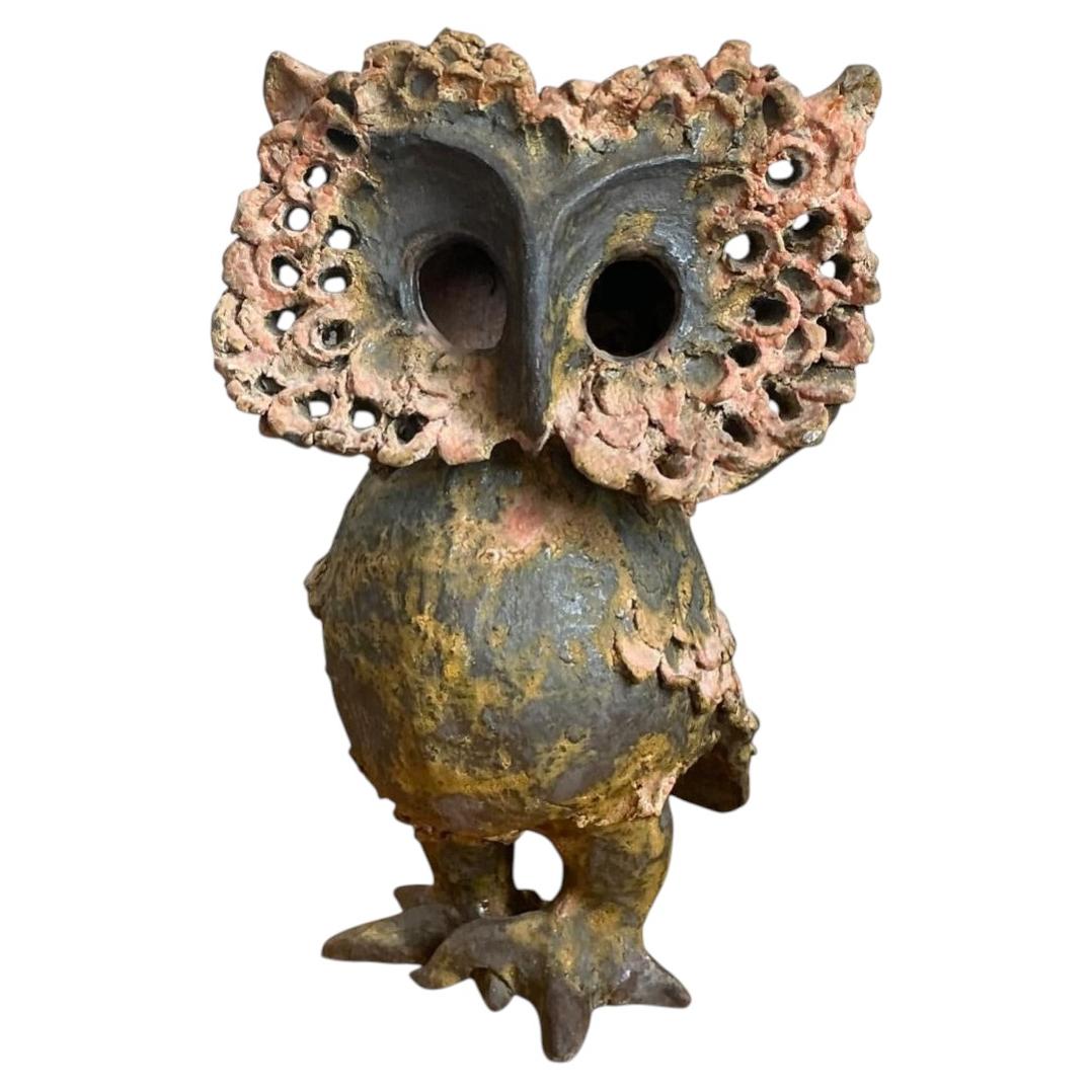 Vintage Handcrafted Ceramic Owl Sculpture