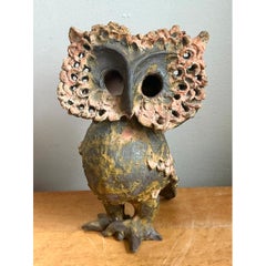 Vintage Handcrafted Ceramic Owl Sculpture