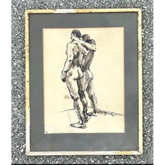Vintage Original 1977 Framed Figurative Male Nudes