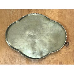 Vintage Engraved Chinoiserie Brass Tray
