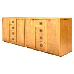 Vintage Deco Burl Wood and Metal Chest Of Drawers - A Pair