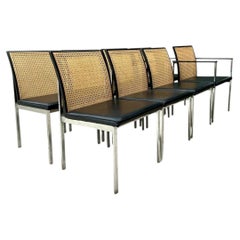 Vintage Paul McCobb For Lane Chrome and Cane Dining Chairs - Set of 8