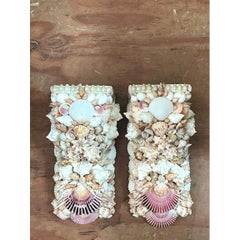 Soportes de pared vintage con incrustaciones de conchas - Par